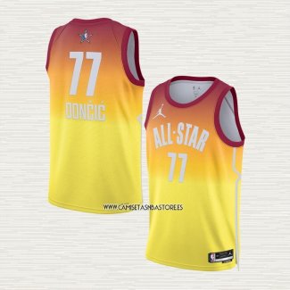 Luka Doncic NO 77 Camiseta Dallas Mavericks All Star 2023 Naranja