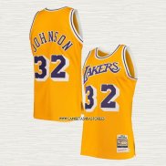 Magic Johnson NO 32 Camiseta Los Angeles Lakers Mitchell & Ness 1984-85 Amarillo