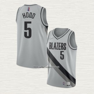 Rodney Hood NO 5 Camiseta Portland Trail Blazers Earned 2020-21 Gris