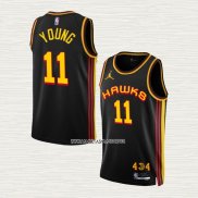 Trae Young NO 11 Camiseta Atlanta Hawks Statement 2022-23 Negro