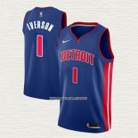 Allen Iverson NO 1 Camiseta Detroit Pistons Icon Azul