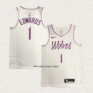 Anthony Edwards NO 1 Camiseta Minnesota Timberwolves Earned Blanco