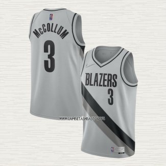 CJ McCollum NO 3 Camiseta Portland Trail Blazers Earned 2020-21 Gris