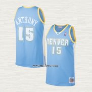 Carmelo Anthony NO 15 Camiseta Denver Nuggets Mitchell & Ness 2003-04 Azul