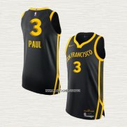 Chris Paul NO 3 Camiseta Golden State Warriors Ciudad Autentico 2023-24 Negro