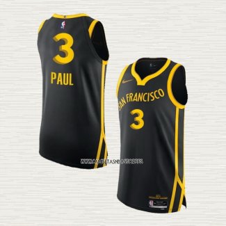 Chris Paul NO 3 Camiseta Golden State Warriors Ciudad Autentico 2023-24 Negro