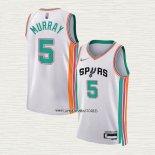 Dejounte Murray NO 5 Camiseta San Antonio Spurs Ciudad 2021-22 Blanco