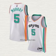 Dejounte Murray NO 5 Camiseta San Antonio Spurs Ciudad 2021-22 Blanco