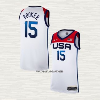 Devin Booker NO 15 Camiseta USA 2021 Blanco