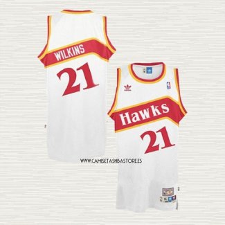 Dominique Wilkins NO 21 Camiseta Atlanta Hawks Retro Blanco