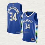 Giannis Antetokounmpo NO 34 Camiseta Milwaukee Bucks Ciudad 2022-23 Azul