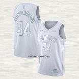 Giannis Antetokounmpo NO 34 Camiseta Milwaukee Bucks MVP Blanco