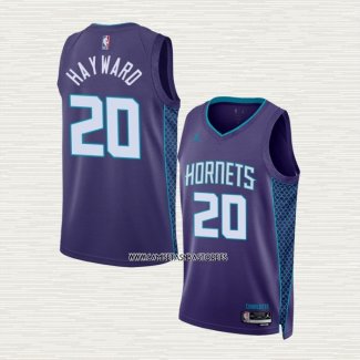 Gordon Hayward NO 20 Camiseta Charlotte Hornets Statement 2022-23 Violeta