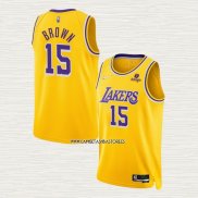 Jabari Brown NO 15 Camiseta Los Angeles Lakers 75th Anniversary 2021-22 Amarillo
