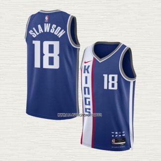 Jalen Slawson NO 18 Camiseta Sacramento Kings Ciudad 2023-24 Azul