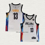 James Harden NO 13 Camiseta Brooklyn Nets Ciudad 2020-21 Blanco