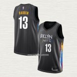 James Harden NO 13 Camiseta Brooklyn Nets Ciudad 2020-21 Negro