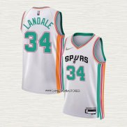 Jock Landale NO 34 Camiseta San Antonio Spurs Ciudad 2021-22 Blanco