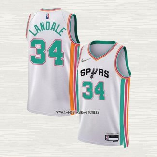 Jock Landale NO 34 Camiseta San Antonio Spurs Ciudad 2021-22 Blanco