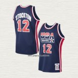 John Stockton NO 12 Camiseta USA 1992 Azul