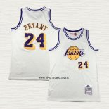 Kobe Bryant NO 24 Camiseta Los Angeles Lakers Mitchell & Ness Chainstitch Crema