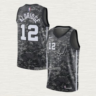 LaMarcus Aldridge NO 12 Camiseta San Antonio Spurs Ciudad Camuflaje