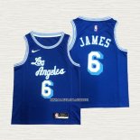 LeBron James NO 6 Camiseta Los Angeles Lakers Hardwood Classic 2021-2022 Azul