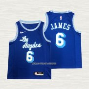 LeBron James NO 6 Camiseta Los Angeles Lakers Hardwood Classic 2021-2022 Azul