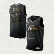 Lebron James NO 23 Camiseta Los Angeles Lakers Golden Edition Negro