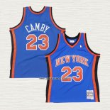 Marcus Camby NO 23 Camiseta New York Knicks Hardwood Classics Throwback Azul