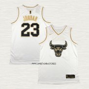 Michael Jordan NO 23 Camiseta Chicago Bulls Golden Edition Blanco