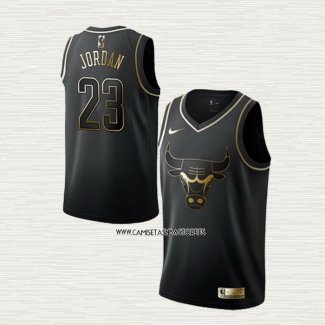 Michael Jordan NO 23 Camiseta Chicago Bulls Golden Edition Negro