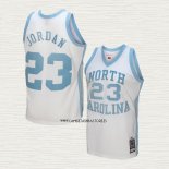 Michael Jordan NO 23 Camiseta NCAA North Carolina Mitchell & Ness Tar Heels 1983-84 Blanco