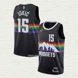 Nikola Jokic NO 15 Camiseta Denver Nuggets Ciudad 2019-20 Negro