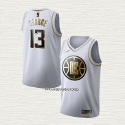 Paul George NO 13 Camiseta Los Angeles Clippers Golden Edition Blanco