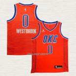 Russell Westbrook NO 0 Camiseta Oklahoma City Thunder Statement 2021 Naranja