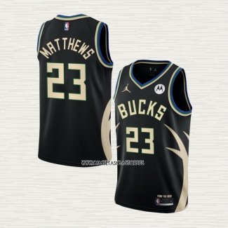 Wesley Matthews NO 23 Camiseta Milwaukee Bucks Statement 2022-23 Negro