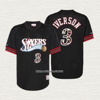 Allen Iverson NO 3 Camiseta Philadelphia 76ers Manga Corta Negro2