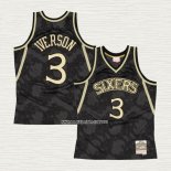 Allen Iverson NO 3 Camiseta Philadelphia 76ers Mitchell & Ness 1996-97 Negro