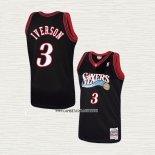 Allen Iverson NO 3 Camiseta Philadelphia 76ers Mitchell & Ness 1997-98 Negro