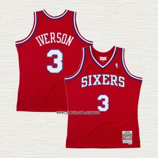 Allen Iverson NO 3 Camiseta Philadelphia 76ers Mitchell & Ness 2002-03 Rojo