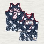 Allen Iverson NO 3 Camiseta Philadelphia 76ers Mitchell & Ness Independence Day Negro