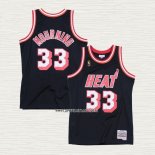 Alonzo Mourning NO 33 Camiseta Miami Heat Hardwood Classics Throwback Negro