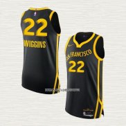 Andrew Wiggins NO 22 Camiseta Golden State Warriors Ciudad Autentico 2023-24 Negro