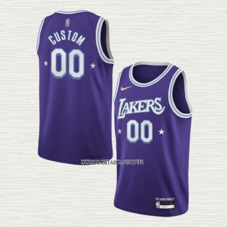 Camiseta Los Angeles Lakers Personalizada Ciudad 2021-22 Violeta