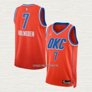Camiseta Oklahoma City Thunder Chet Holmgren NO 7 Statement Naranja