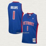Chauncey Billups NO 1 Camiseta Detroit Pistons Mitchell & Ness 2003-04 Azul