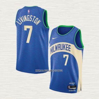 Chris Livingston NO 7 Camiseta Milwaukee Bucks Ciudad 2023-24 Azul