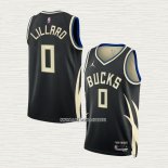 Damian Lillard NO 0 Camiseta Milwaukee Bucks Statement 2022-23 Negro