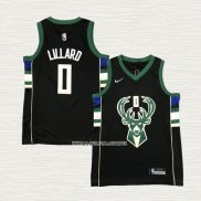 Damian Lillard NO 0 Camiseta Nino Milwaukee Bucks Statement 2018-19 Negro